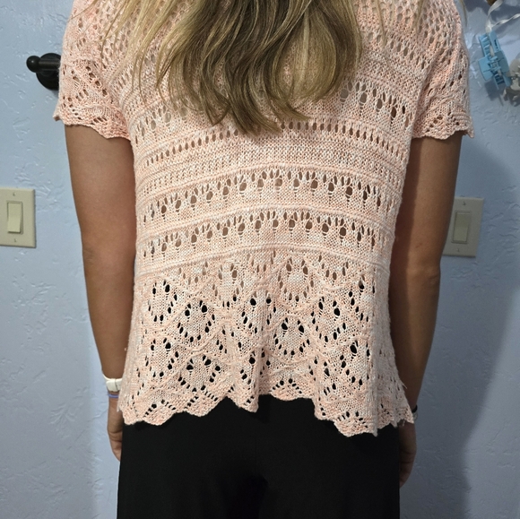 Coral Cardigan Sweater, Open Front sm/med - Picture 2 of 5